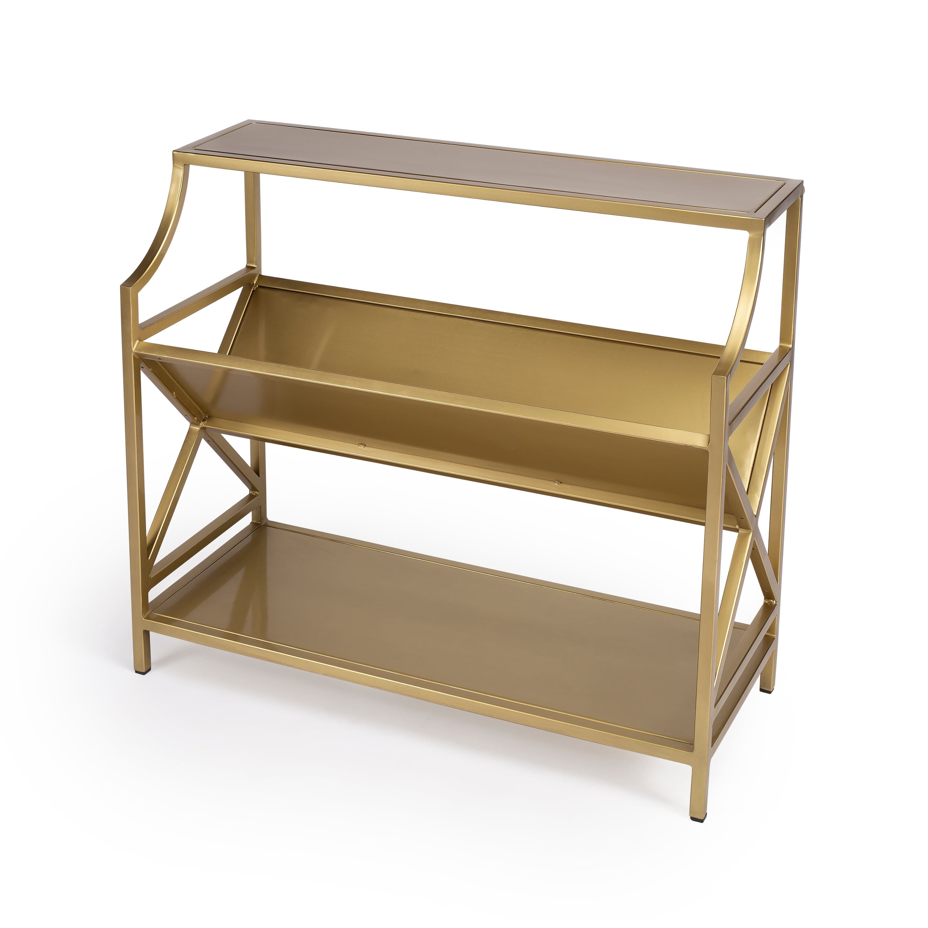Butler Specialty - Keats 36 in. W Rectangular Iron 2-Tier Library Bookcase - Gold
