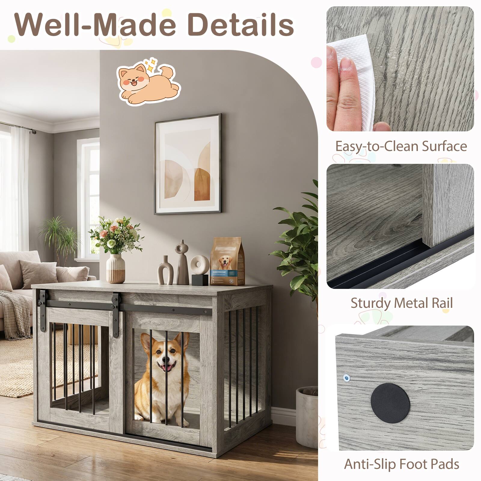 Well-Made Details

Easy-to-Clean Surface

Sturdy Metal Rail

Anti-Slip Foot Pads