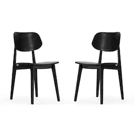Emma + Oliver - Gentry Set of 2 Solid Wood Dining Chairs with Curved Oval Backrests - Black
