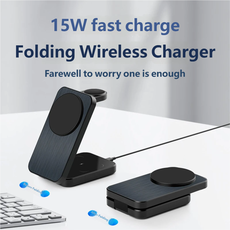 15W fast charge  
Folding Wireless Charger  
Farewell to worry one is enough  

Before Folding  
After Folding