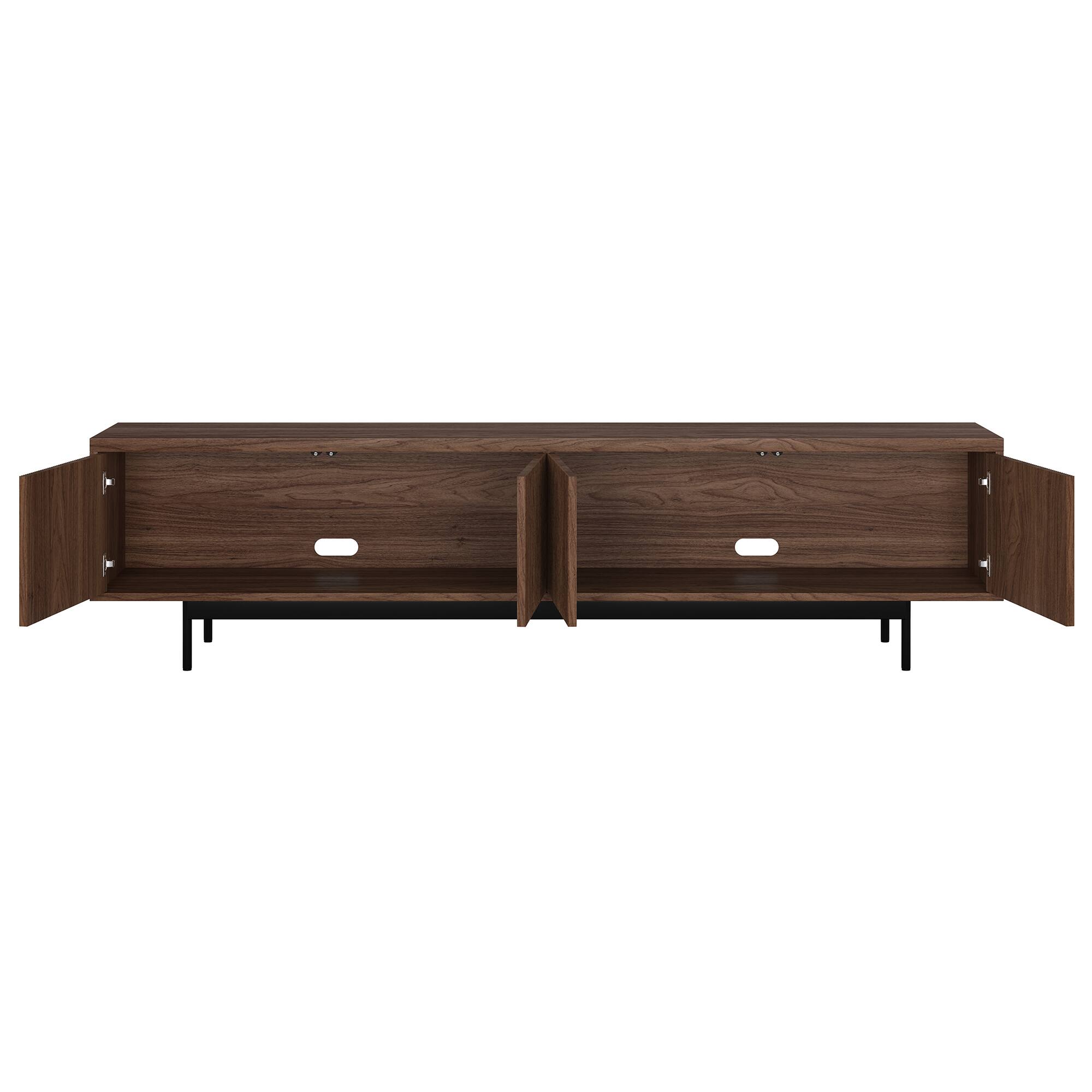 Alt View 1. Hudson&Canal - Whitman Rectangular Fluted TV Stand for TV's up to 85" in Satin Walnut - Satin Walnut.
