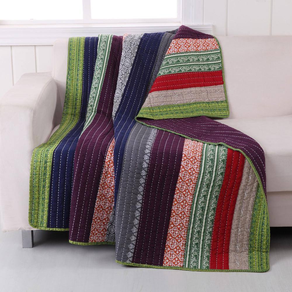 Alt View 1. Greenland Home Fashions - Greenland Home Fashion Marley Throw Blanket - Multi 50x60" - Multi.