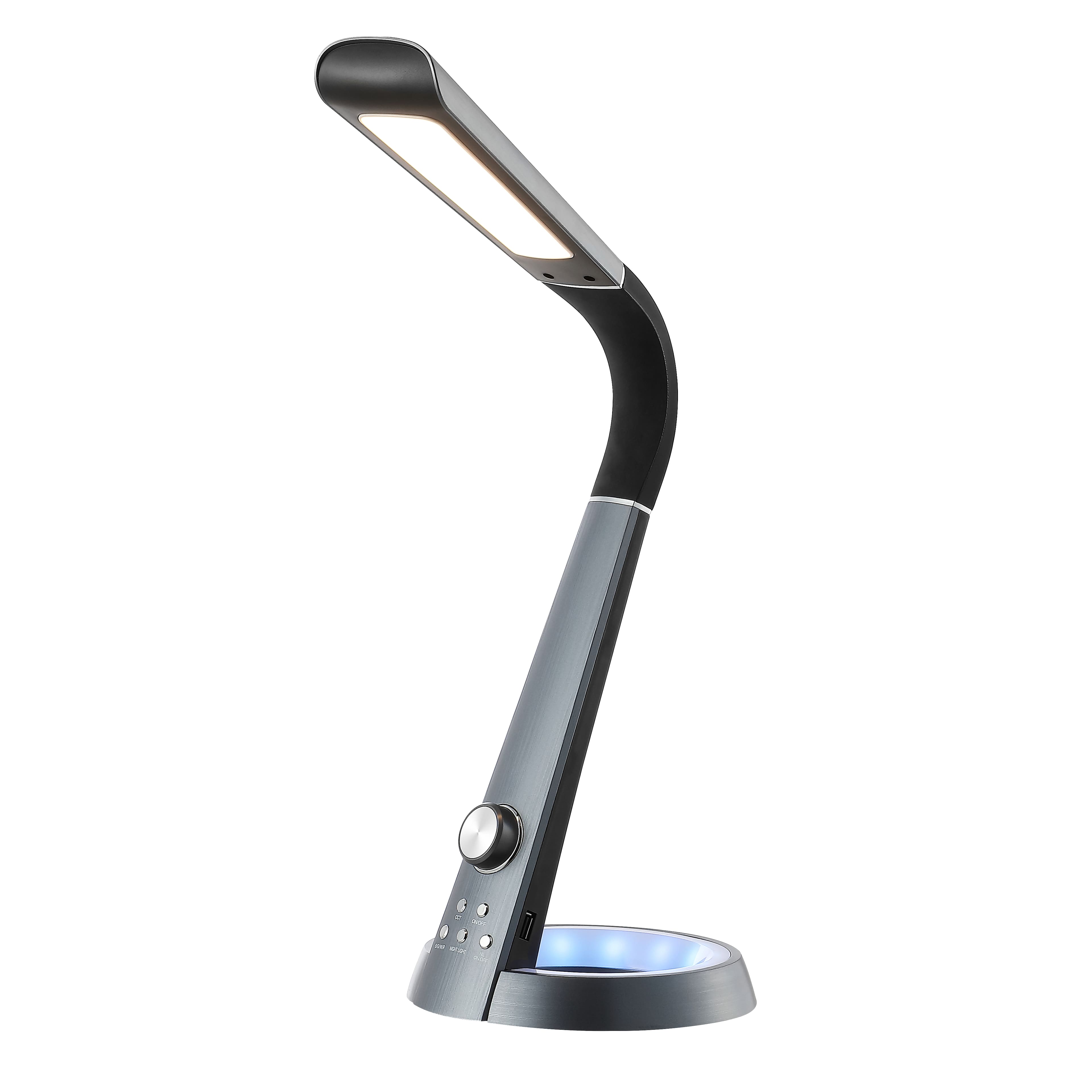 Jonathan Y - Milton 19" Aluminum Contemporary Minimalist Adjustable Head Dimmable USB Charging LED Task Lamp - Black