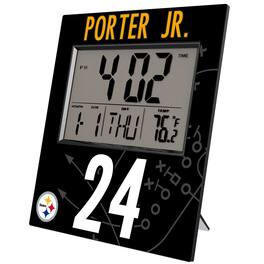 Keyscaper - Joey Porter Jr. Pittsburgh Steelers Digital Desk & Wall Clock - Multicolor