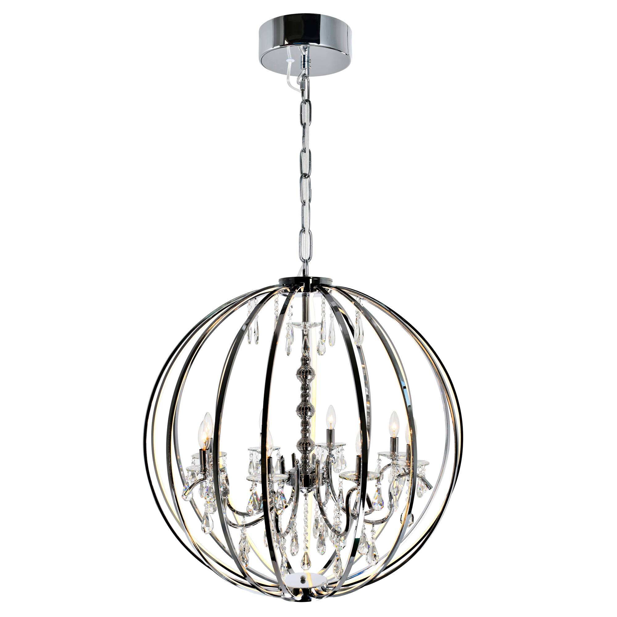 Back. CWI Lighting - Abia 8 Light Up Chandelier With Chrome Finish - Chrome.