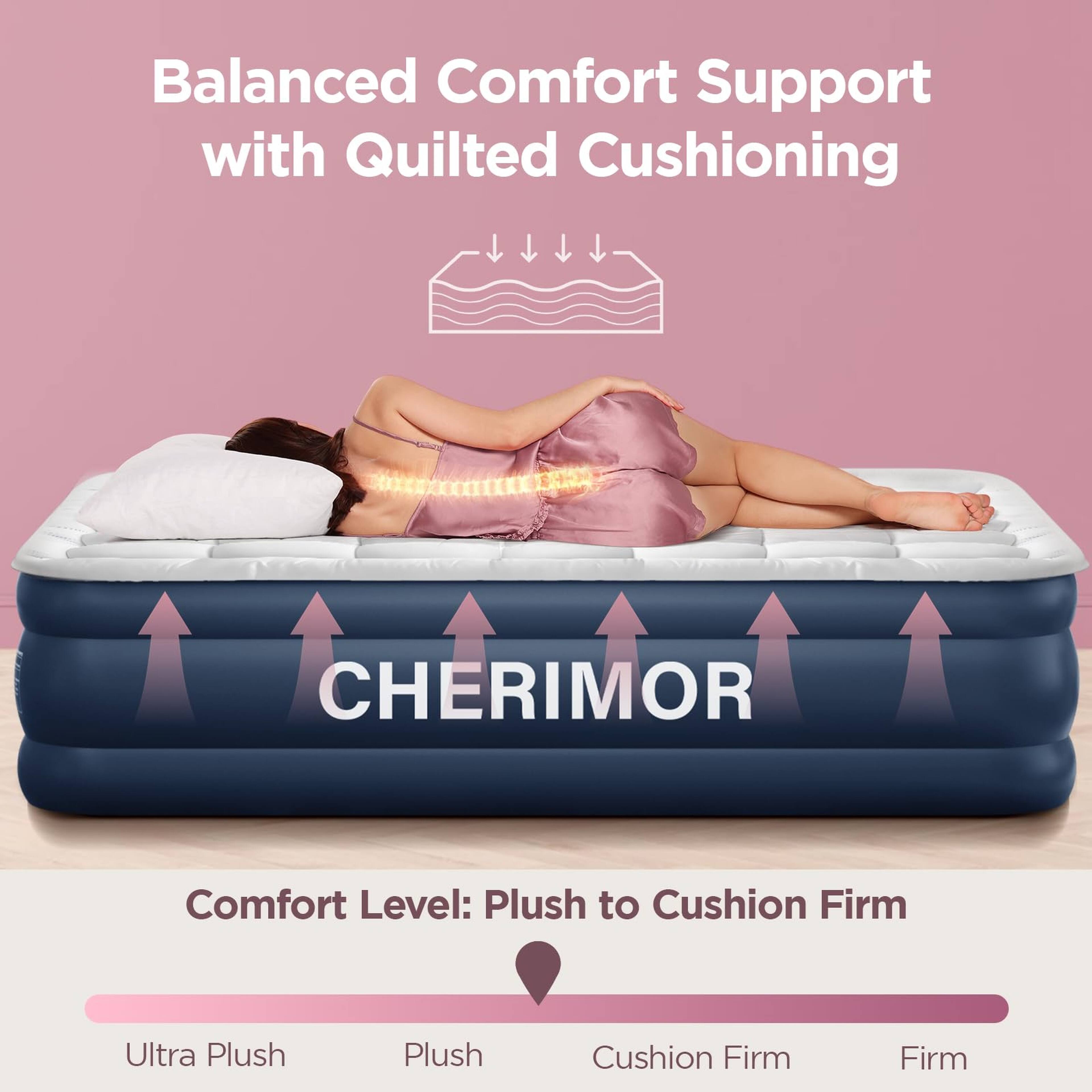 Balanced Comfort Support with Quilted Cushioning

CHERIMOR

Comfort Level: Plush to Cushion Firm

Ultra Plush
Plush
Cushion Firm
Firm