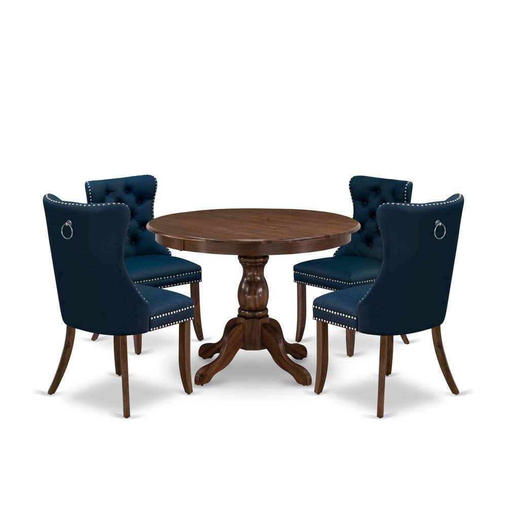 Front. East West Furniture - 5 Piece Modern Dining Table Set Consists of a Round Kitchen Room Table - Grey.
