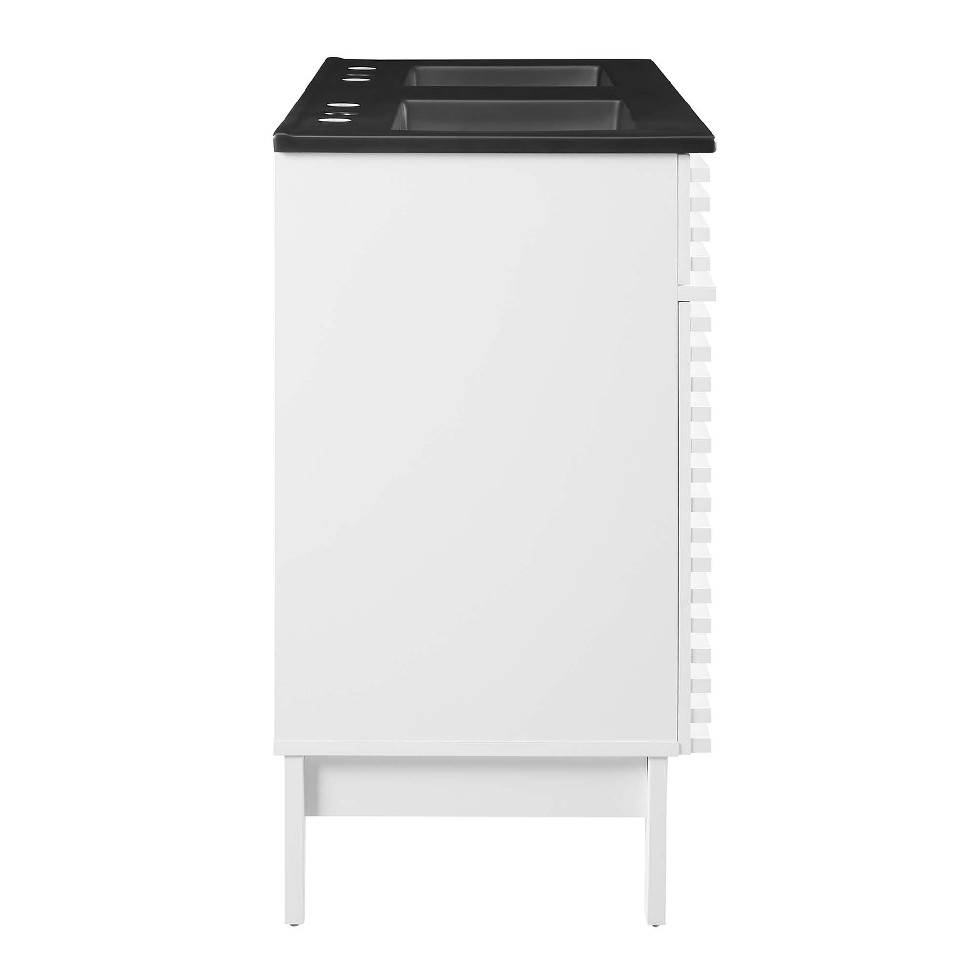 Alt View 1. Modway - Render 48" Bathroom  Vanity with Black Basin Included - White Black.