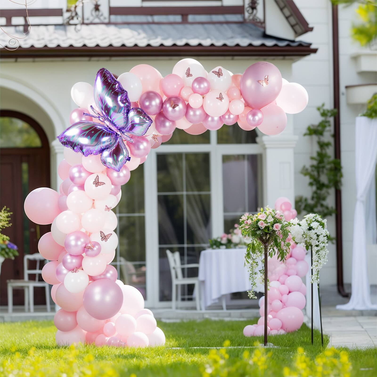 Alt View 9. AGPtek - 106 Pcs Pink and Purple Butterfly Balloon Arch Kit - Pink Purple.