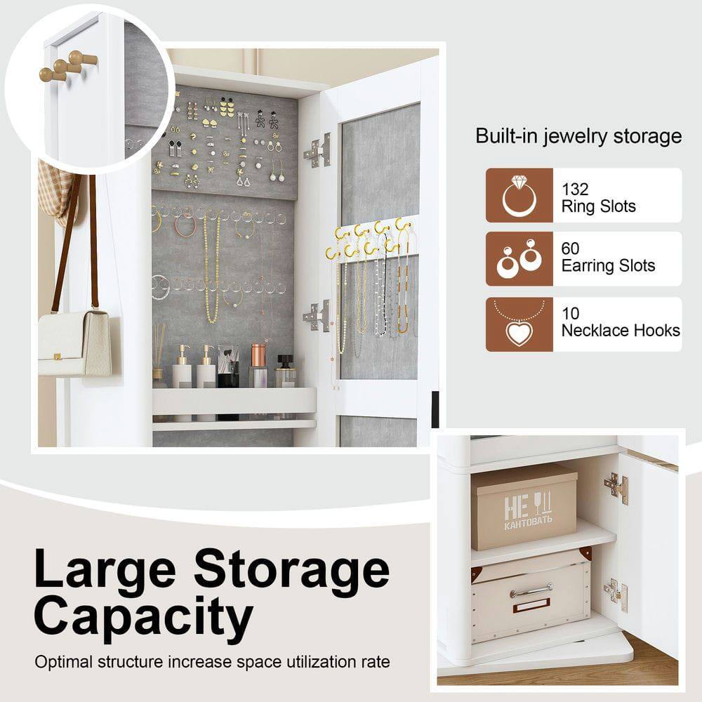 Built-in jewelry storage  
132 Ring Slots  
60 Earring Slots  
10 Necklace Hooks  

Large Storage Capacity  
Optimal structure increase space utilization rate