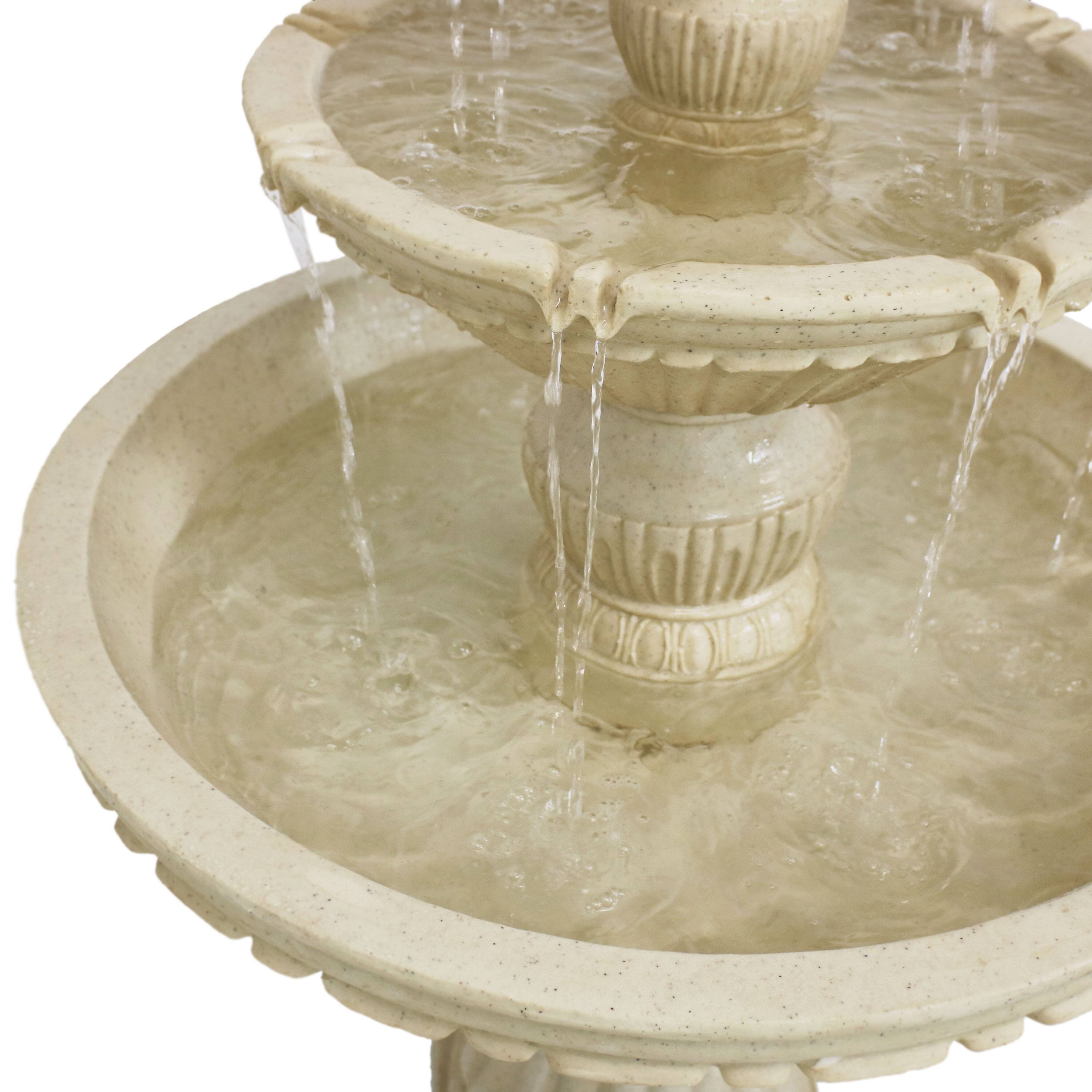 Alt View 8. Sunnydaze - Classic Designer Polystone Outdoor 3-Tier Fountain - Light Brown.