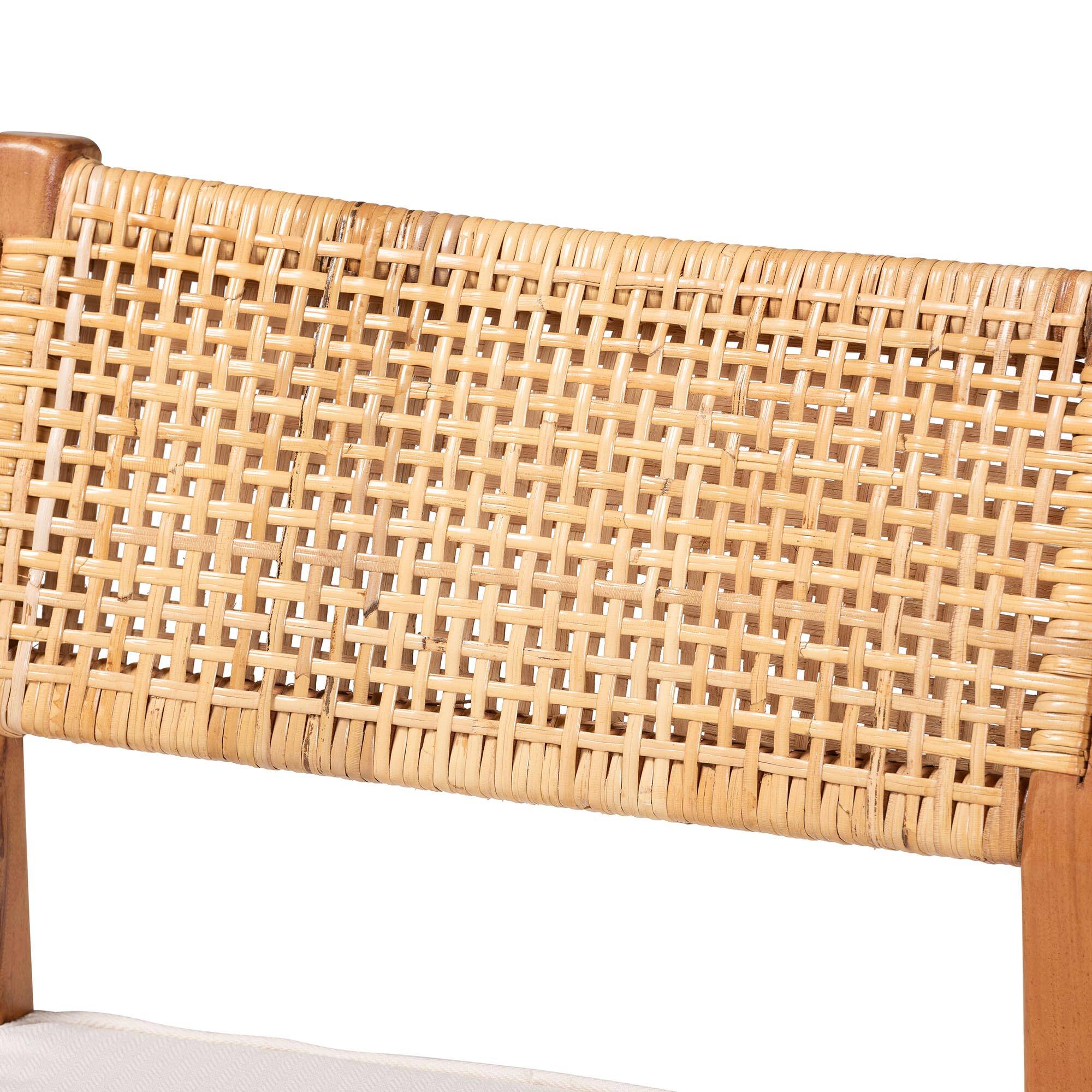 Back. bali & pari - Chatura Natural Rattan and Mahogany Wood 2-Piece Dining Side Chair Set – Handwoven Wicker Dining Chair with Angled Back - Light Honey/Honey.
