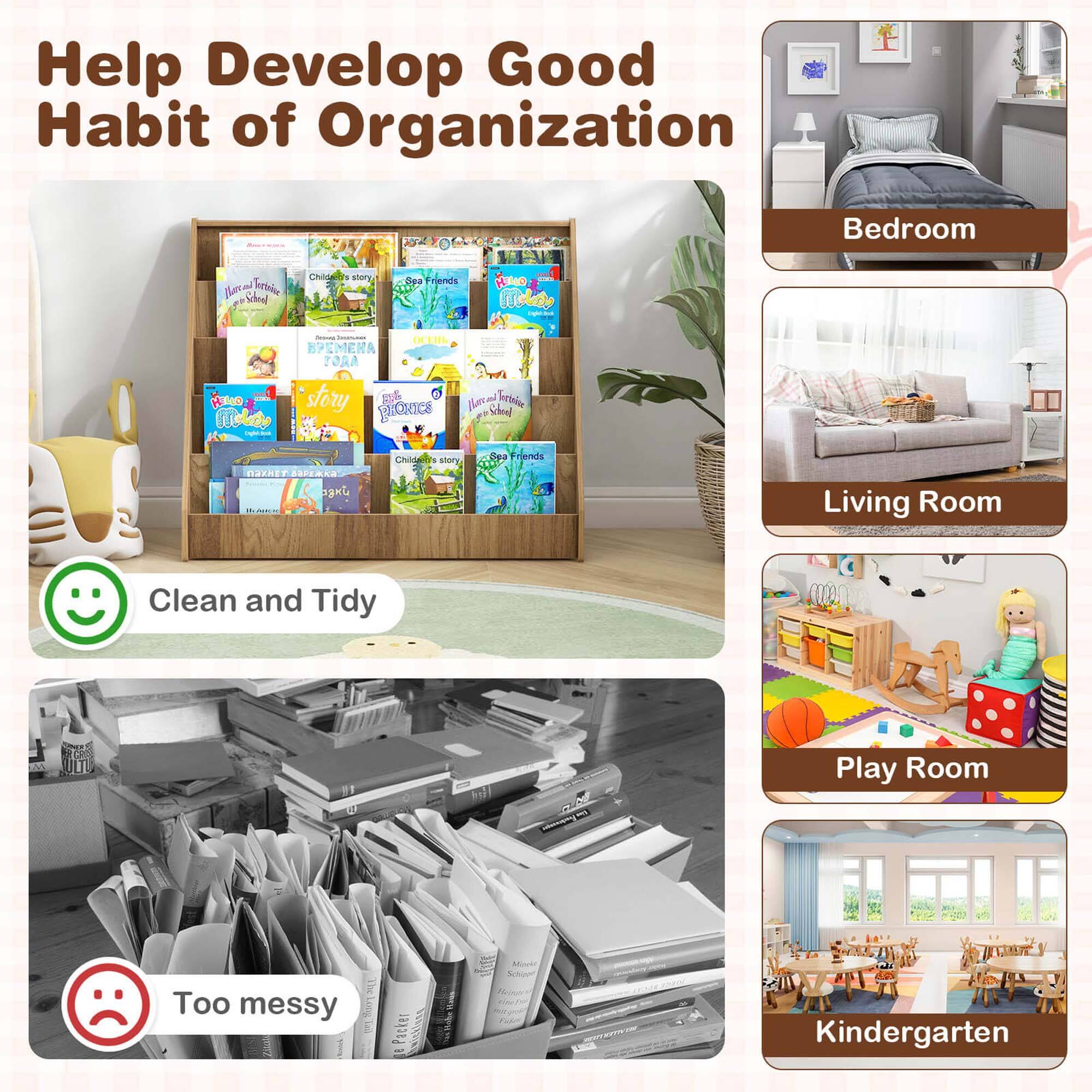 Help Develop Good Habit of Organization

Bedroom

Living Room
Clean and Tidy

Play Room
Too messy

Kindergarten