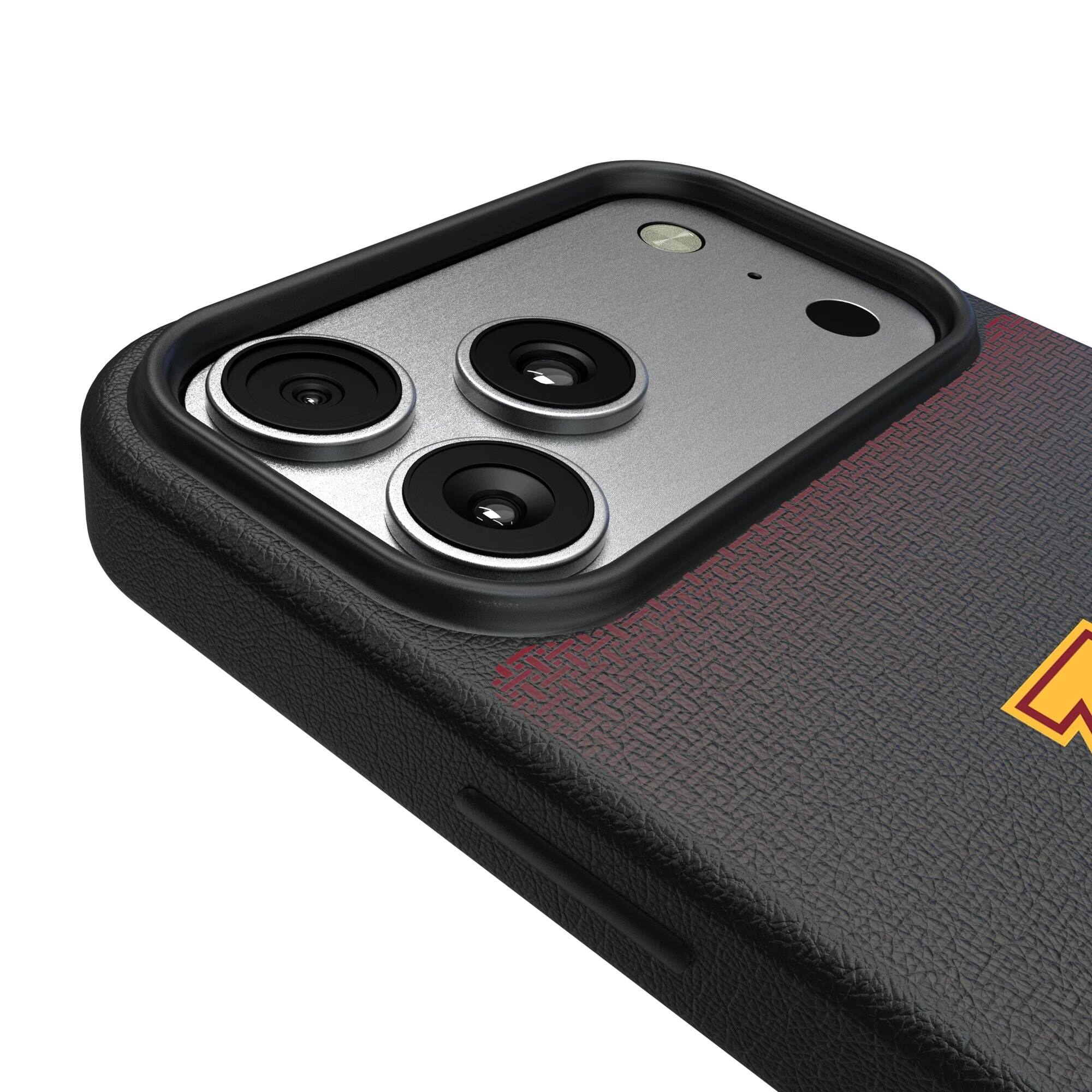 Alt View 2. Keyscaper - Minnesota Golden Gophers Linen Logo iPhone Magnetic Bump Case - 15 Pro - Black.