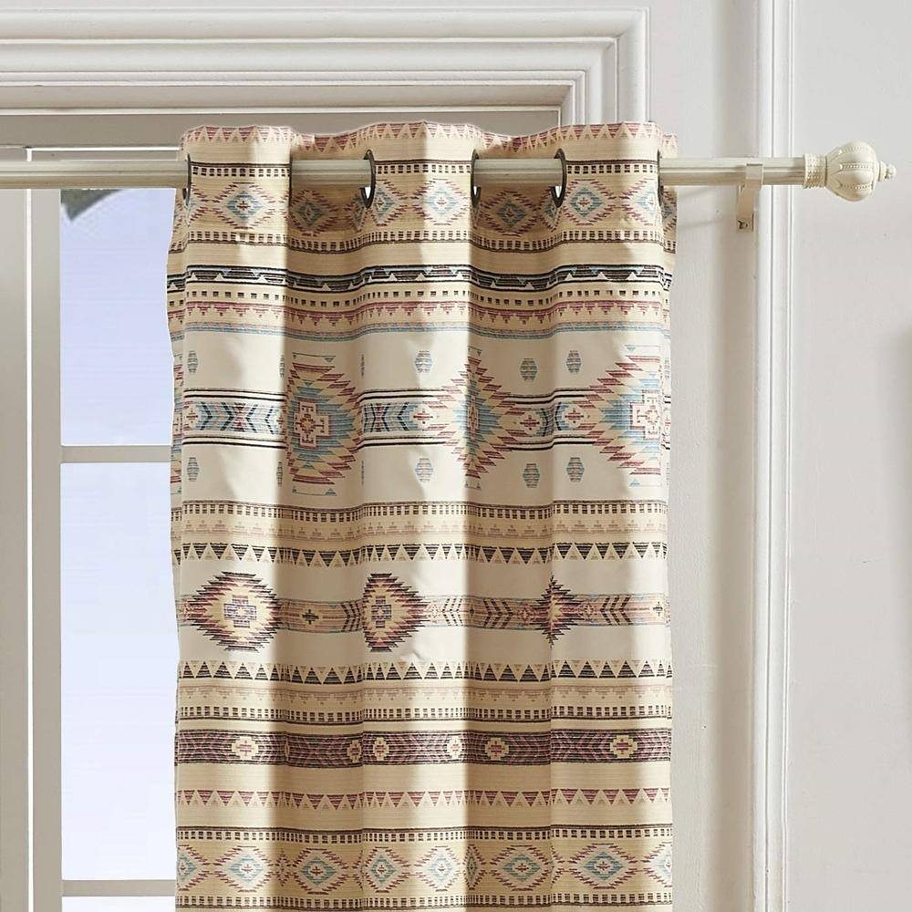 Left. Barefoot Bungalow - Barefoot Bungalow Phoenix with 2-Panels And 2-Tie Backs Window Curtain Panel Pair42x84", Tan - Tan.