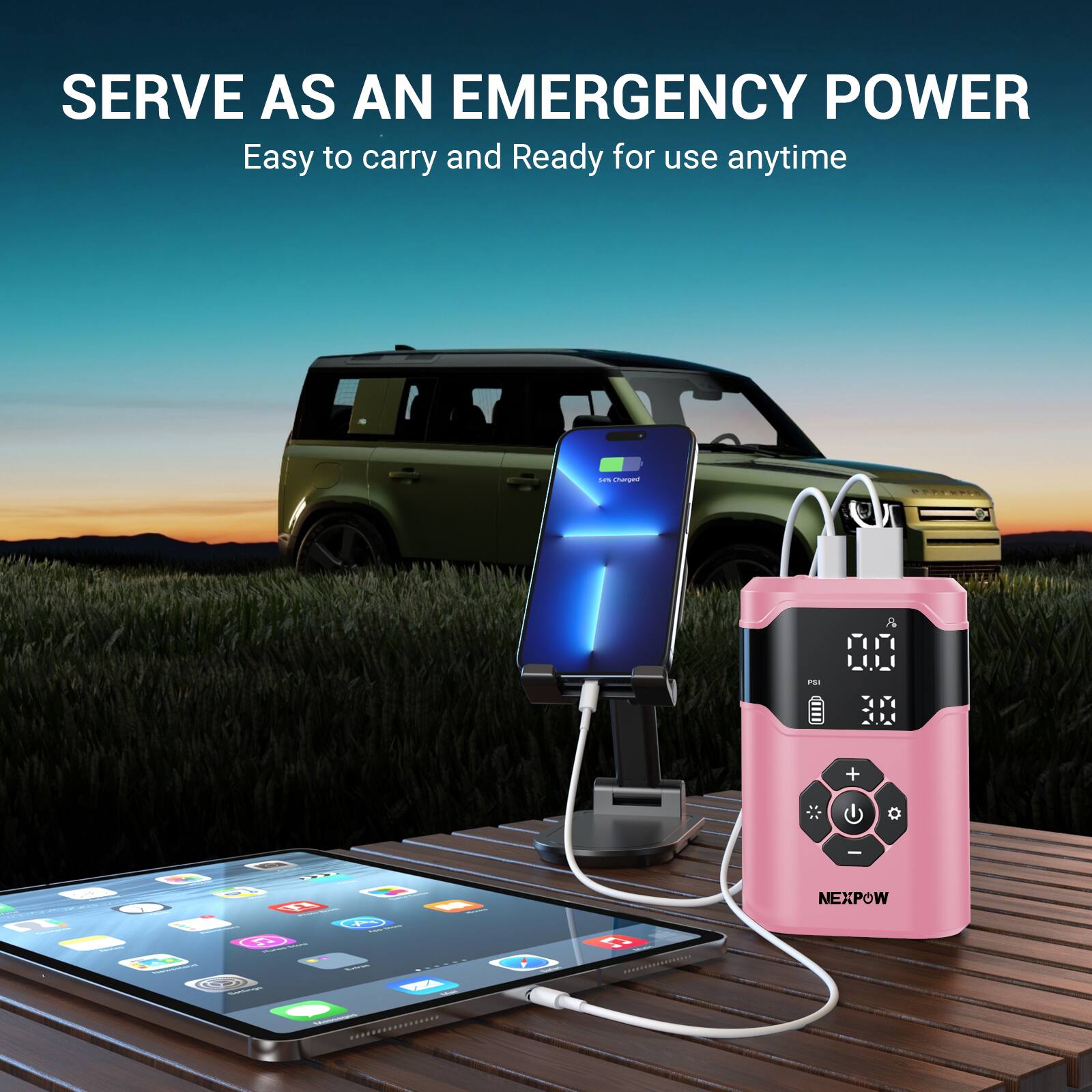 SERVE AS AN EMERGENCY POWER  
Easy to carry and Ready for use anytime  

NEXPOW B2