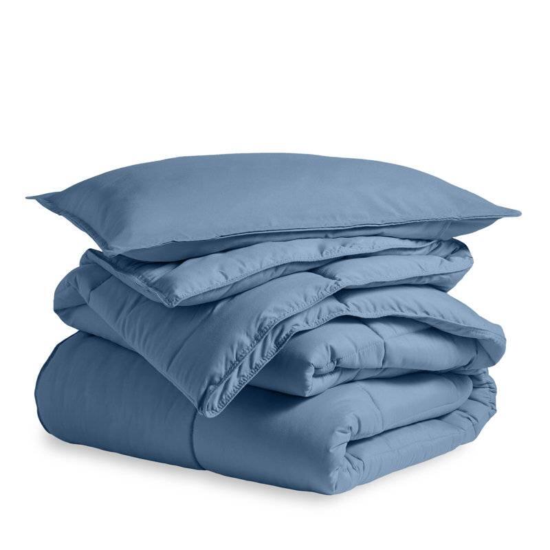 Angle. Hivvago - King/Cal King Size All Season Super Soft Down Alternative Comforter Set Blue - Blue.