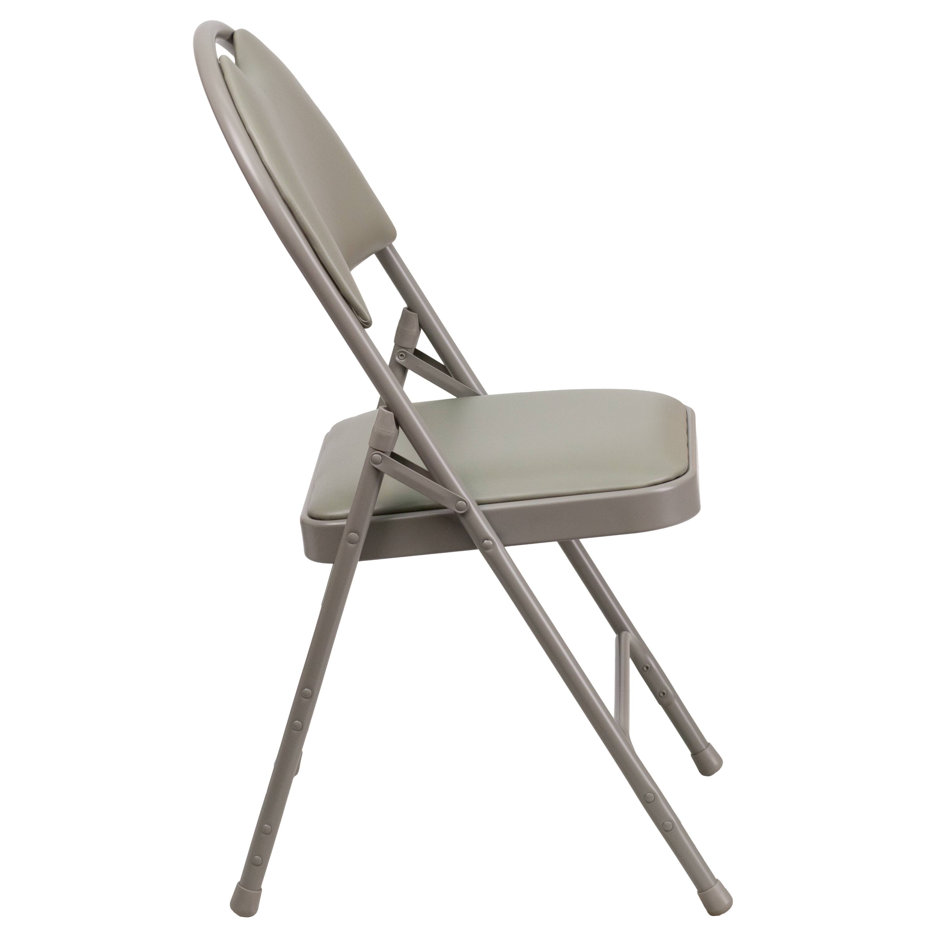 Alt View 7. Emma + Oliver - 2 Pack Home & Office Easy-Carry Party Events Padded Folding Chair - Gray Vinyl/Gray Frame.