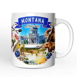 OrnamentallyYou - Artistic Montana State Themes and Landmarks Mug - White