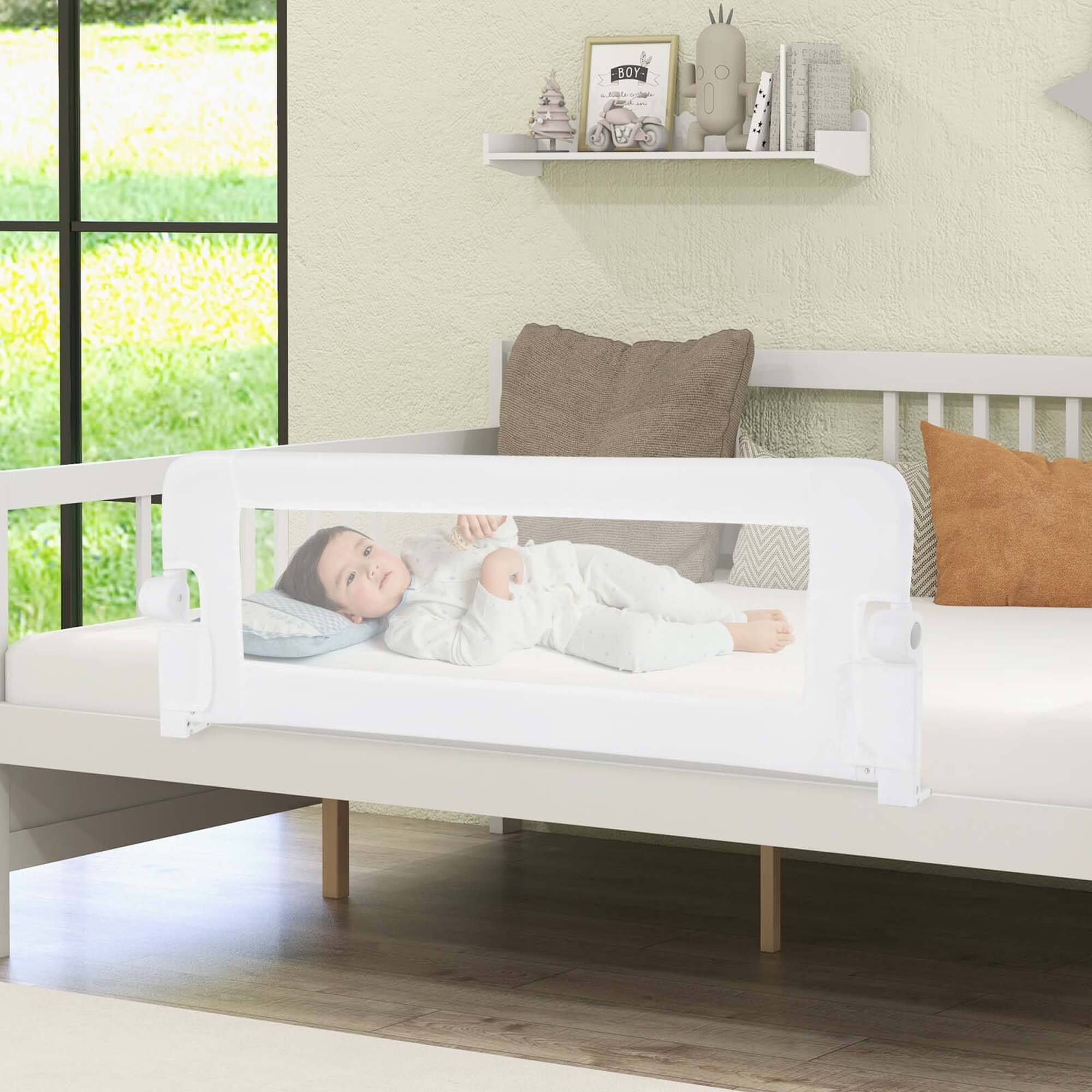 Alt View 3. Costway - Costway 1 PCS 42" Toddler Foldable Bed Rail with Adjustable Safety Strap Bedrail Guard White - White.
