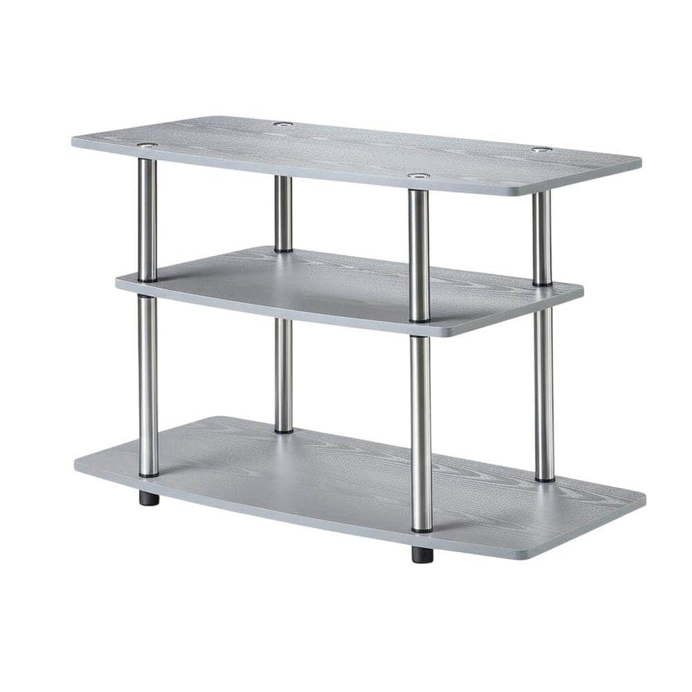 FurniFact - No Tools 3-Tier TV Stand for TVs up to 37 inches, Transitional style - Gray