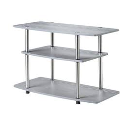 FurniFact - No Tools 3-Tier TV Stand for TVs up to 37 inches, Transitional style - Gray