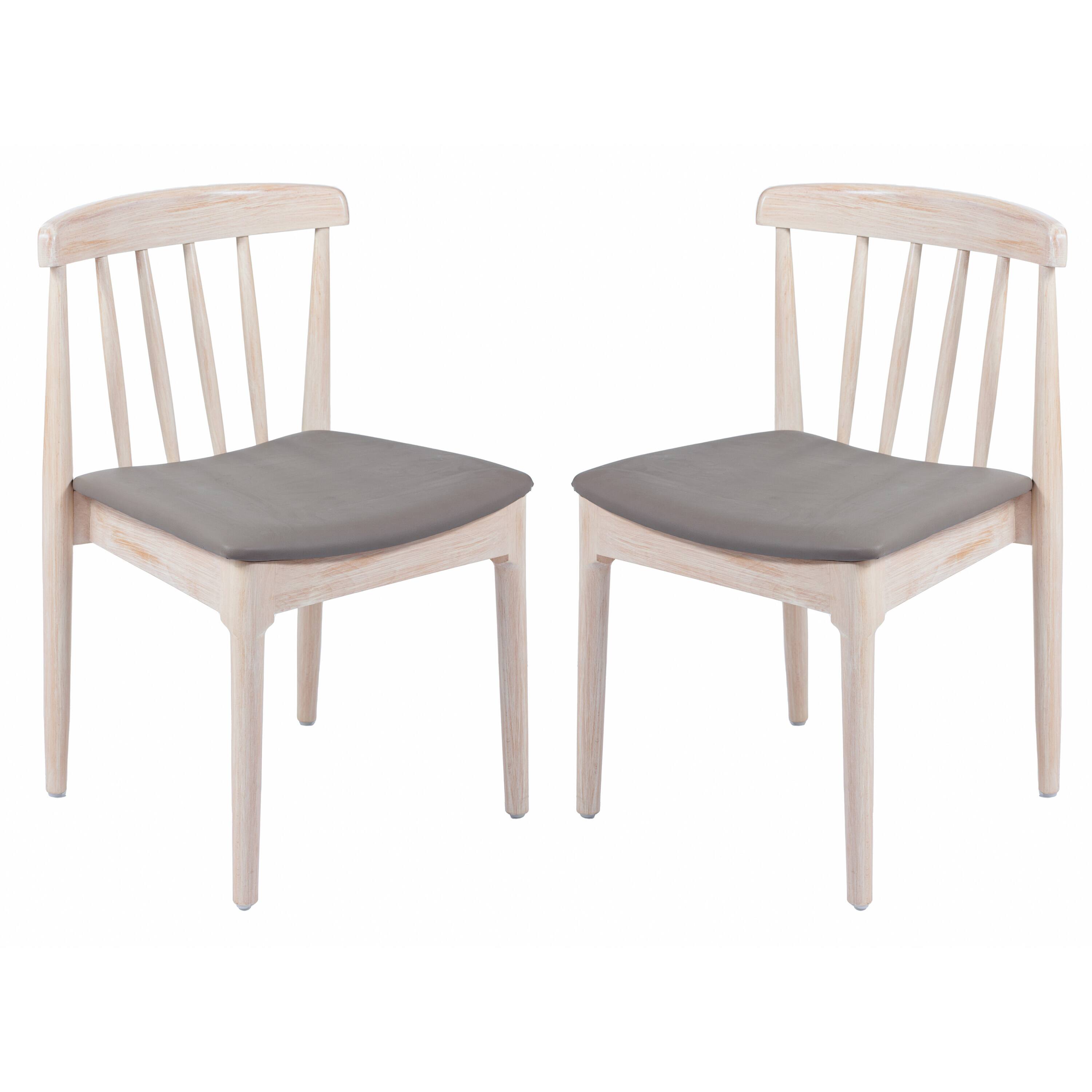 Brown Vinyl Seat/Antique White Wood Frame