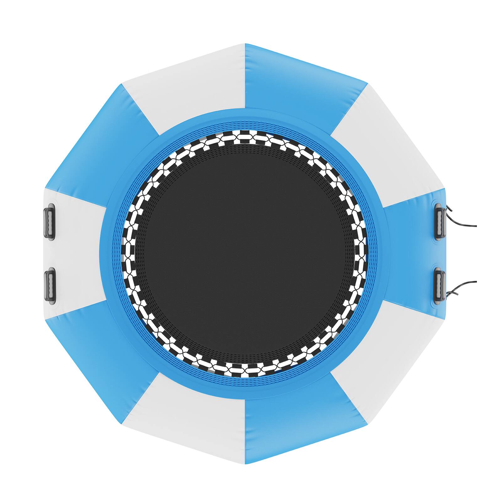 Alt View 5. VEVOR - Inflatable Water Bouncer, 6.5ft Recreational Water Trampoline, Portable Bounce Swim Platform with 3-Step Ladder - Blue, white, black.