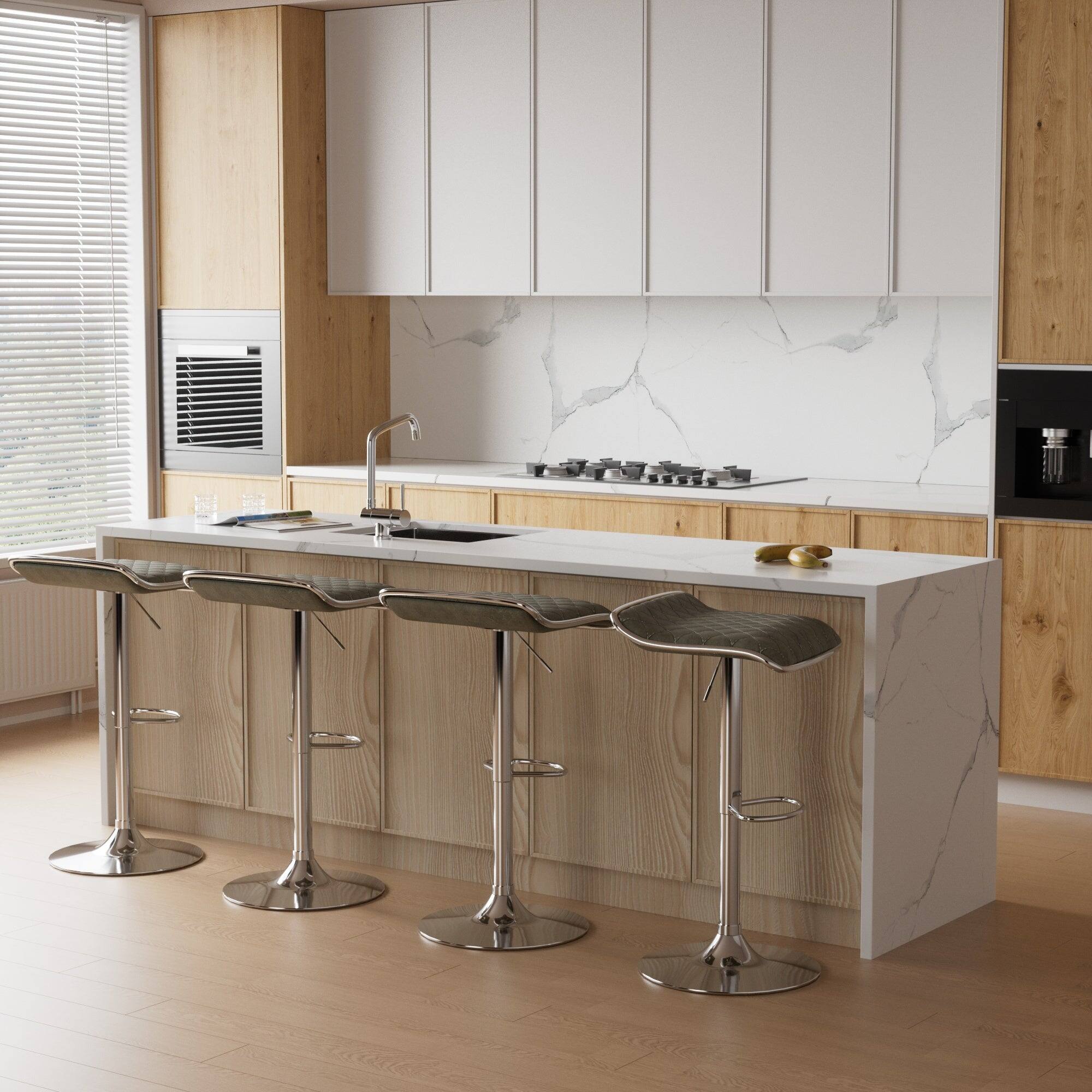 Alt View 4. Vecelo - Adjustable Bar Stools Set of 4, Bar Height Stools for Kitchen Counter - Dark Grey.