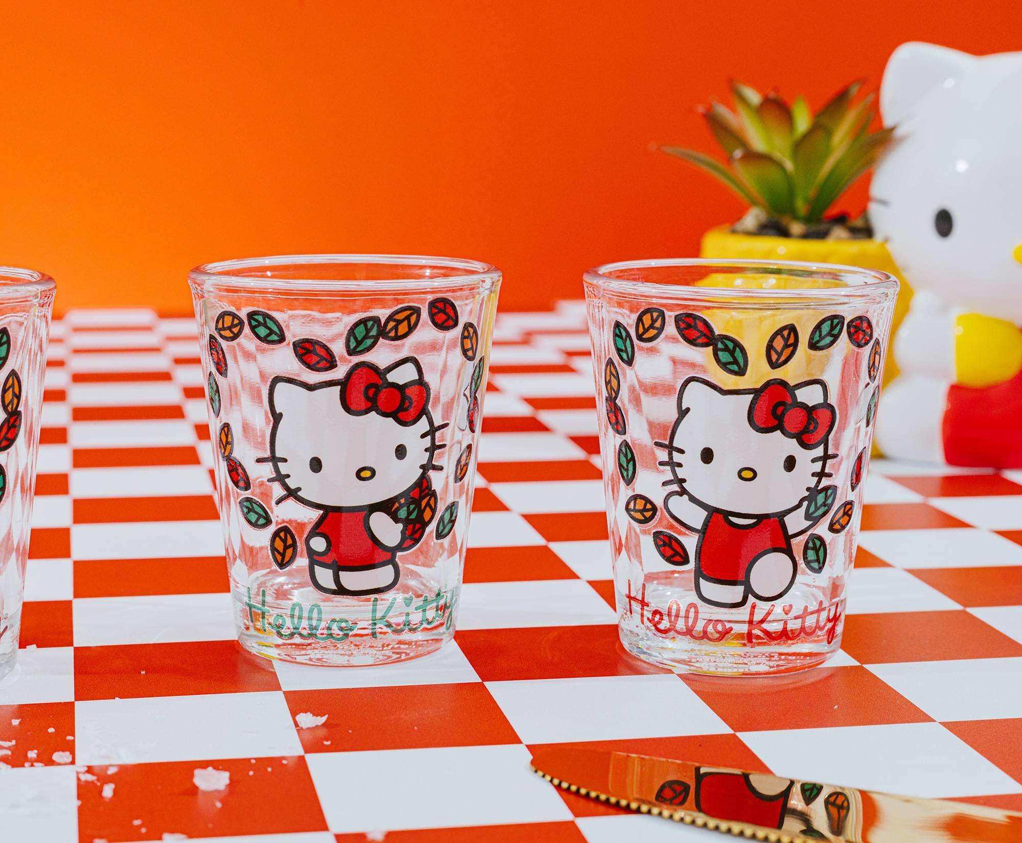 Hello Kitty Falling Silver Buffalo Sanrio Hello Kitty Love Fall 2 Ounce Mini Shot Glasses ...