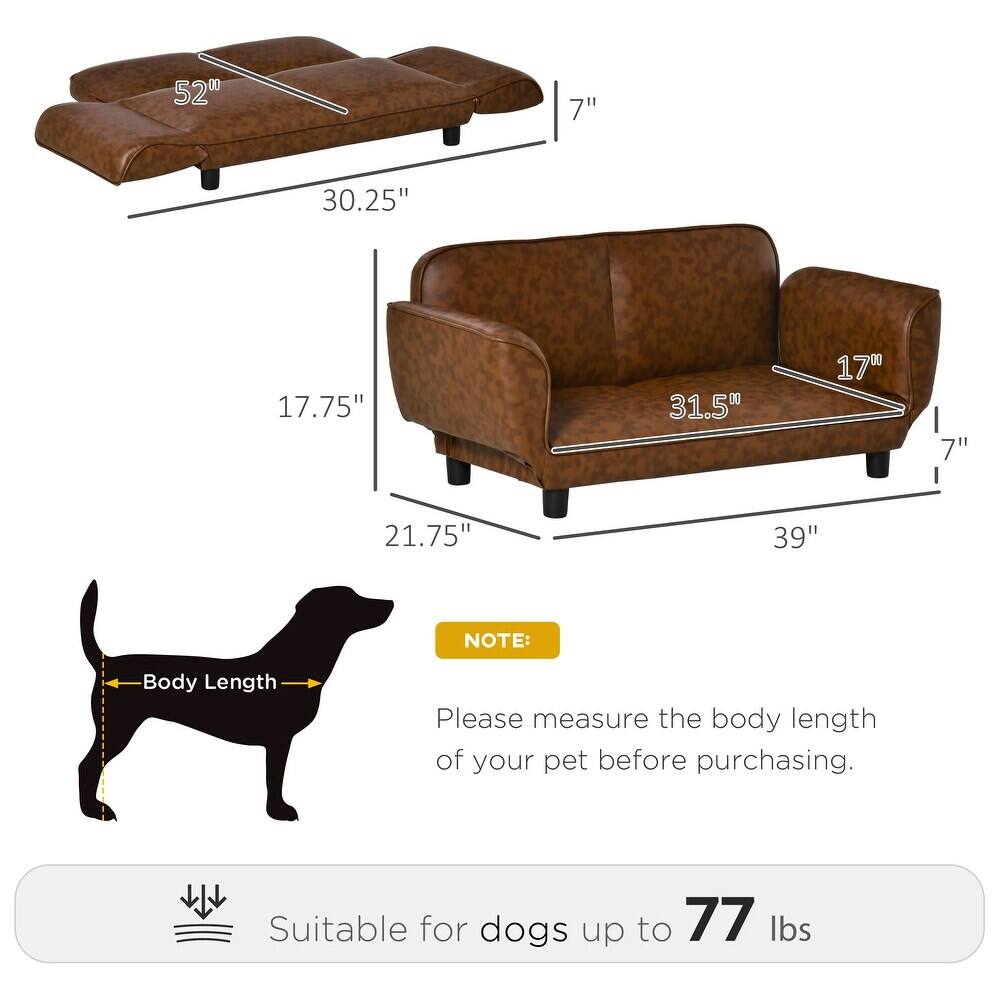 52"  
7"  
30.25"  
17.75"  
31.5"  
17"  
21.75"  
39"  

NOTE:  
Please measure the body length of your pet before purchasing.  

Suitable for dogs up to 77 lbs