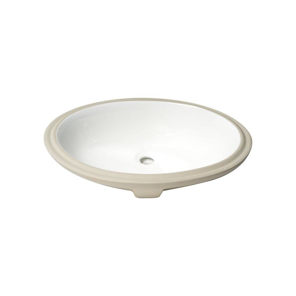 Left. Alfi - White 23" Oval Undermount Ceramic Sink - White.