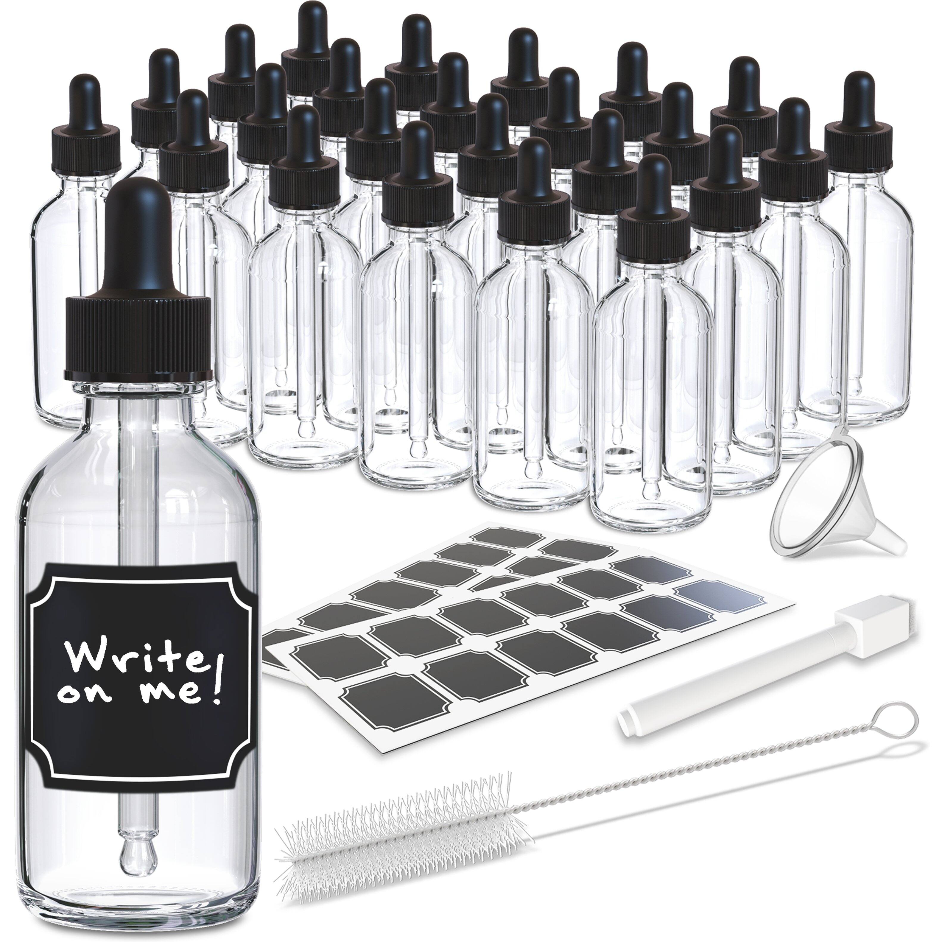 Nevlers - 2 Oz. Glass Dropper Bottles with Funnel, Brush, Marker and Labels (Pack of 24) - Clear price history on PriceWatchPro