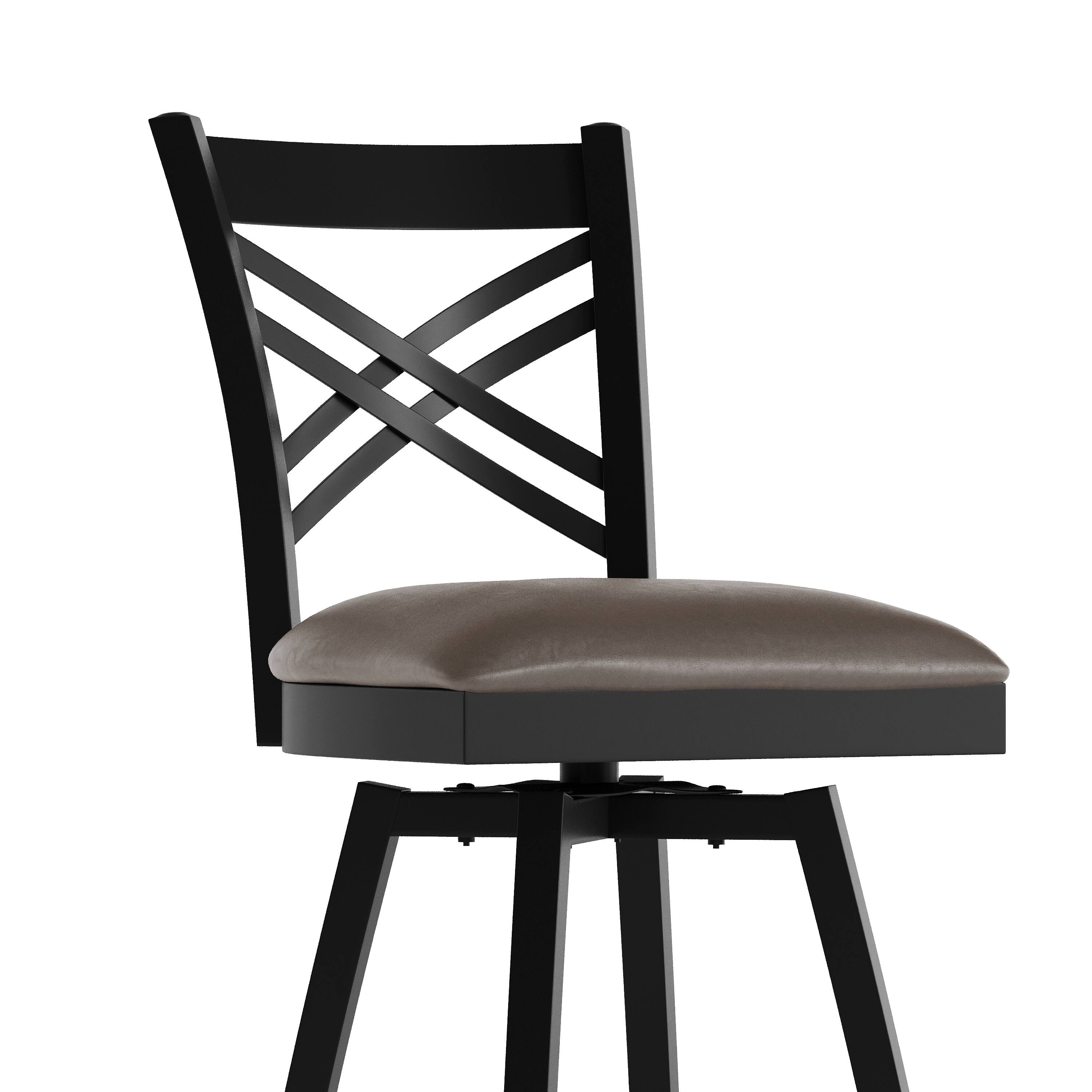 Alt View 10. Emma + Oliver - "X" Back Swivel Metal Restaurant Dining Barstool - Mocha Vinyl Seat/Black Metal Frame.