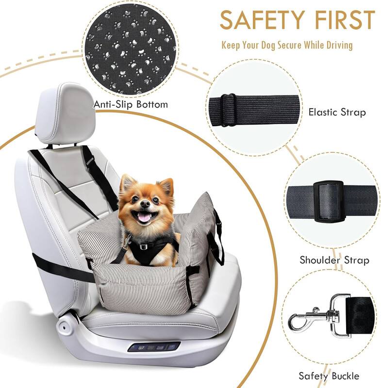 SAFETY FIRST
Keep Your Dog Secure While Driving
Anti-Slip Bottom
Elastic Strap
Shoulder Strap
Safety Buckle
