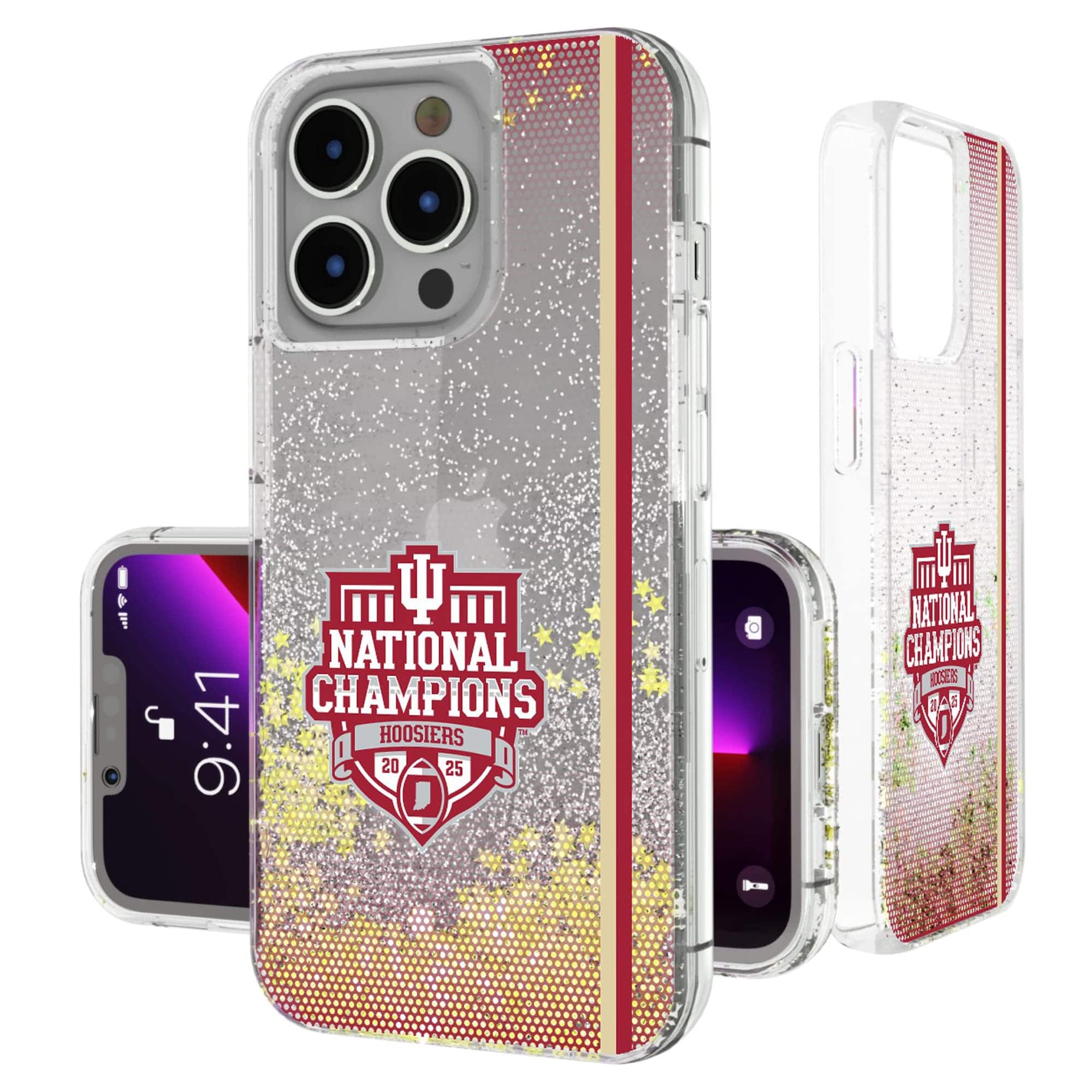 Keyscaper - NCAA - Indiana Hoosiers College Football Playoff 2025 National Champions iPhone Glitter Case - 15 Pro Max - Multicolor