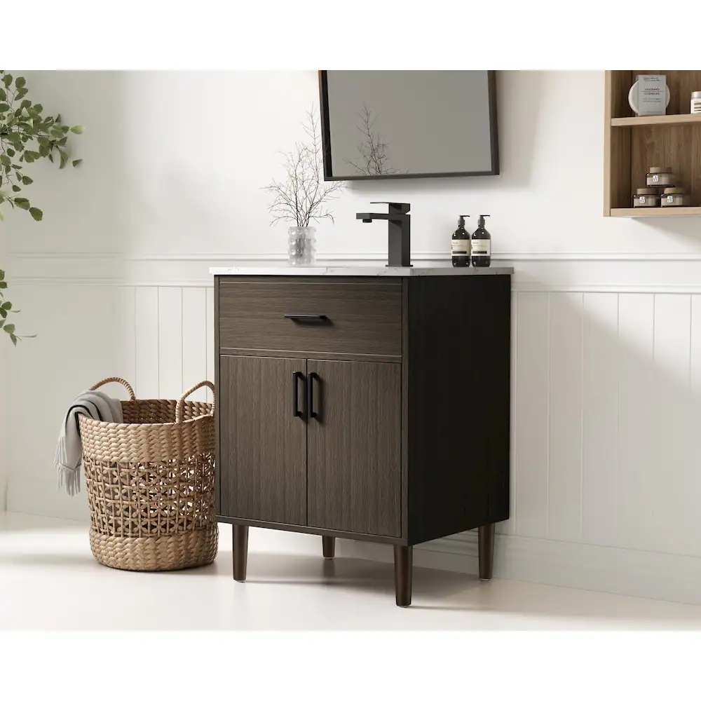 Alt View 8. Elegant Kitchen and Bath - Chandler 24 Inch Single Bathroom Vanity In Mocha Brown - Mocha Brown.