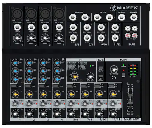 Front. Mackie - Mix12FX Compact Mixer - Black.