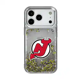 Keyscaper - NHL - New Jersey Devils Linen Logo iPhone Glitter Case - 13 - Multicolor