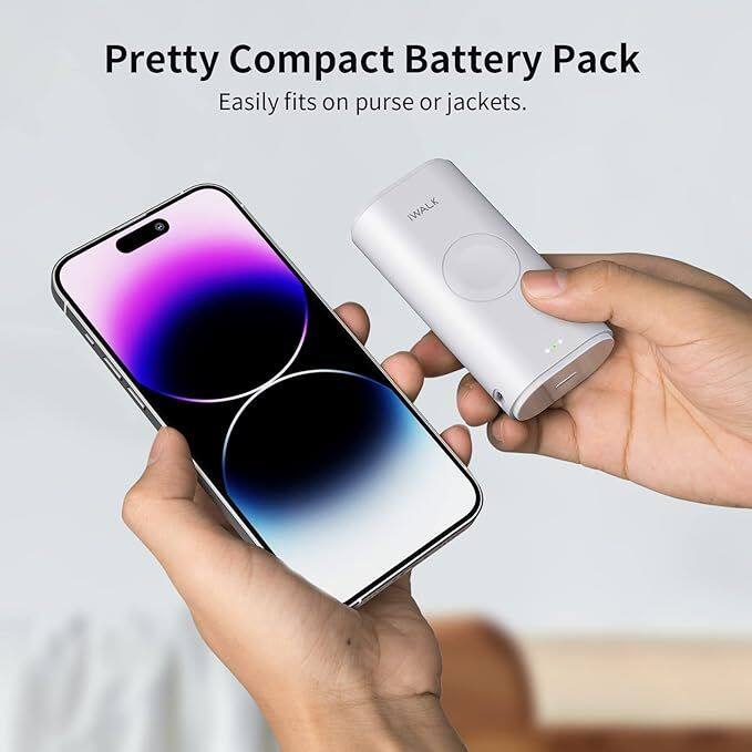 Pretty Compact Battery Pack  
Easily fits on purse or jackets.