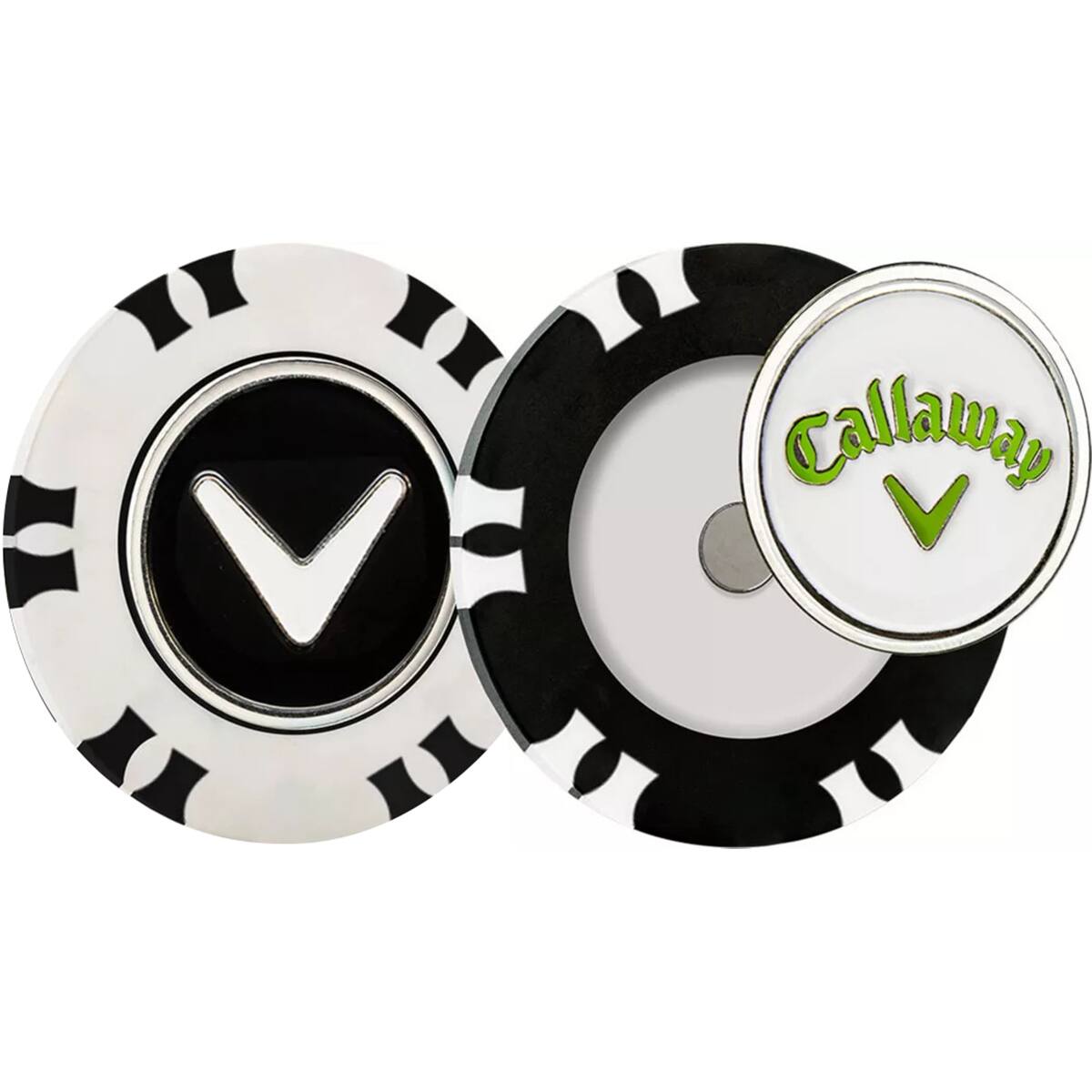 Front. Callaway - Callaway Dual-Mark Poker Chip Golf Ball Marker - 2-Pack - Black/White - Black/White.