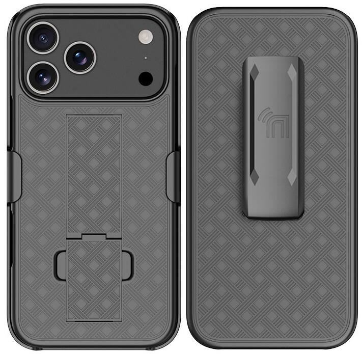 Alt View 2. Nakedcellphone - Combo for iPhone 17 Pro Max - Slim Case with Stand and Belt Clip Holster - Black.