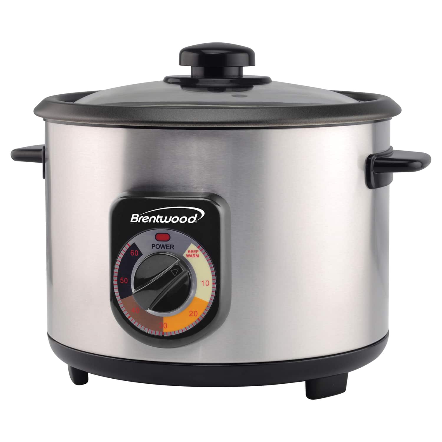 Brentwood - 10-Cup Uncooked 20-Cup Cooked 700W Crunchy Persian Rice Cooker with Lid - Stainless Steel