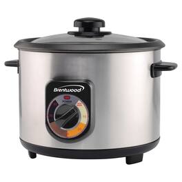 Brentwood - 10-Cup Uncooked 20-Cup Cooked 700W Crunchy Persian Rice Cooker with Lid - Stainless Steel