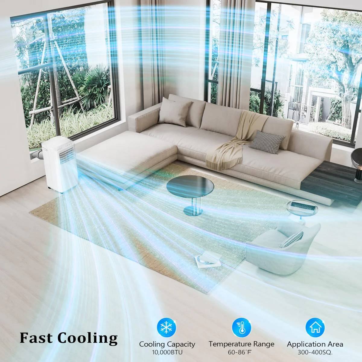 Alt View 2. Winado - 10000 BTU Cool WiFi Portable Air Conditioner, 3-in-1 Portable AC with Cooling  & Dehumidifier & Fan Mode - White.