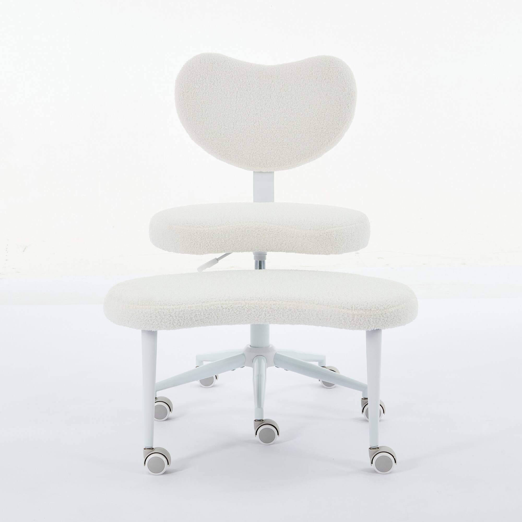 Angle. GOODSILO - Meditation Chair with Wheels & Lumbar Support | Cross Legged Desk Chair for Fidgety Sitters | Adjustable Stool - Ivory.