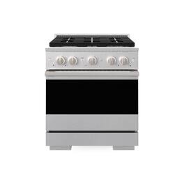 ZLINE - 30 in. 4.2 cu. ft. Marino Dual Fuel Freestanding Range with Gas Cooktop and 4 Brass Burners in Satin Stainless Steel - Satin Stainless Steel