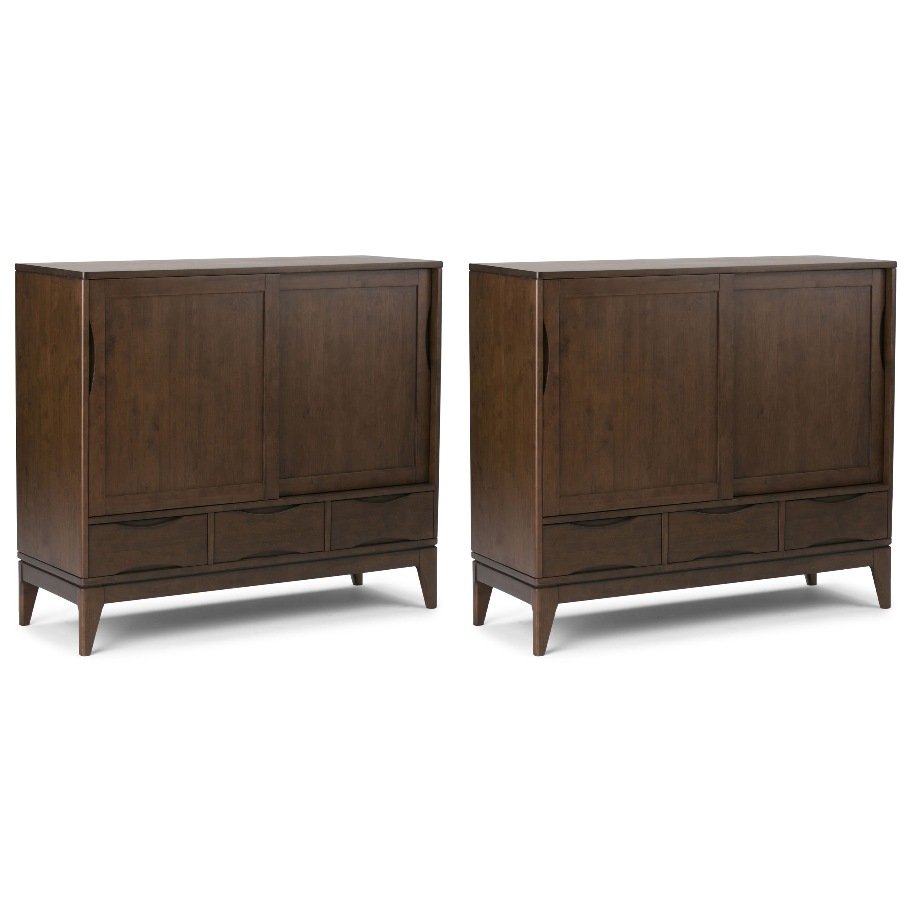 Photos - Display Cabinet / Bookcase Simpli Home Harper Solid Wood 48 inch Storage Cabinet - Walnut Brown HAS248C001WB (Set of 2)