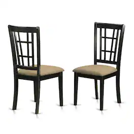 East West Furniture - NIC-BLK-C Nicoli Kitchen Chair with Linen Fabric Seat - Black & Cherry