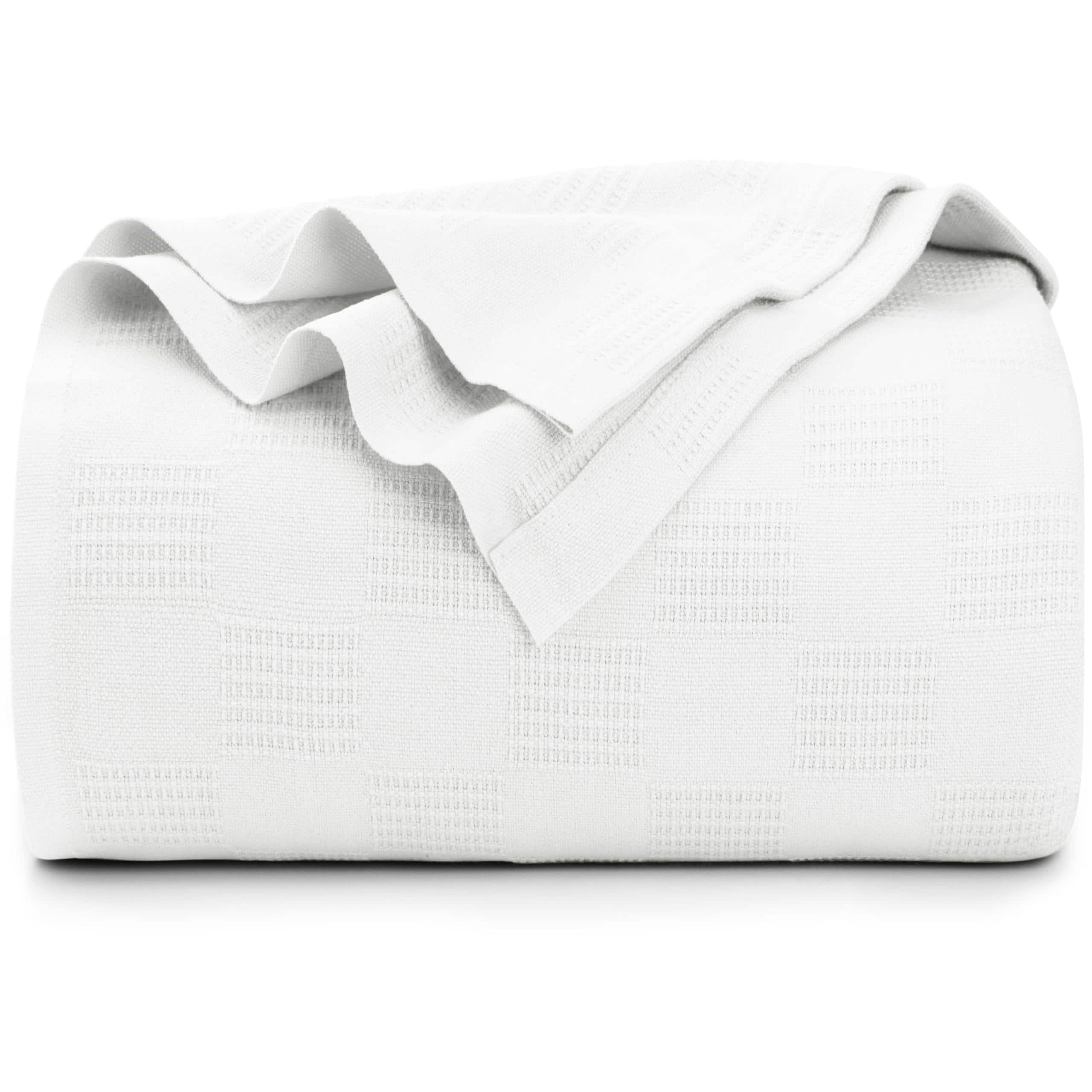 Dapper Styles - Cotton Blanket twin 90x72 Inch 350gsm Lightweight Soft And Breathable Thermal Dorm Bed For All Seasons - White-King